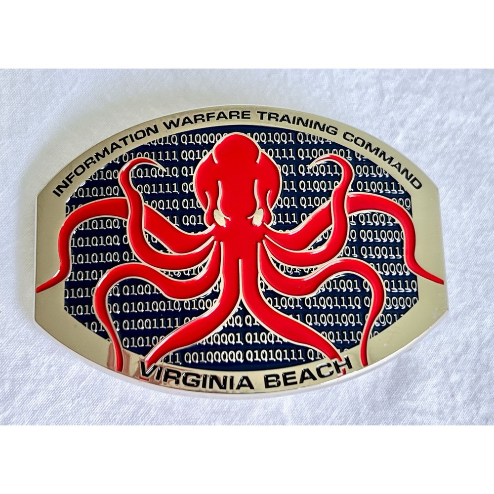 US Navy Information Warfare Training Command Virginia Beach Octopus Belt Buckle